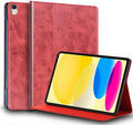 for Ipad (A16) 11th Gen 11 inch 2025 and Ipad 10th Generation 10.9 inch Case 2022 Genuine Leather Cover Protective ShellAuto Wake/Sleep.Red