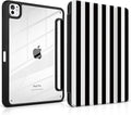 DONGKE for iPad Pro 11-Inch Case (M5 2025 / M4 2024) 6th/5th Generation [Auto Sleep/Wake &amp Pencil Pro Holder] Clear Acrylic Back Smart Trifold Stand Cover Black Stripes