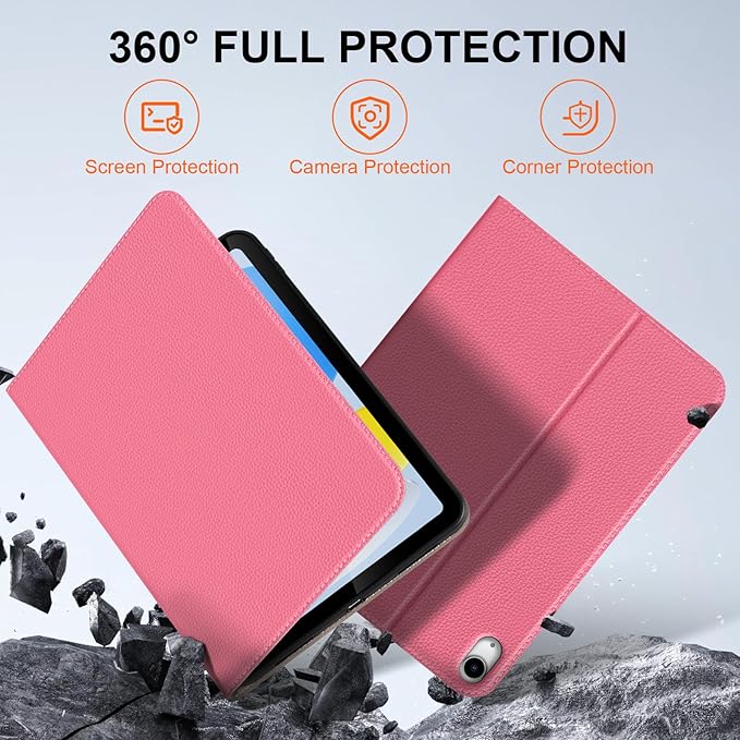 Case for iPad 11th(A16) 11 Inch 2025/ 10th Gen 10.9 Inch 2022 Smart Leather Cover Protective Auto Wake/Sleep Adjustable Stand Multiple View AnglesPink