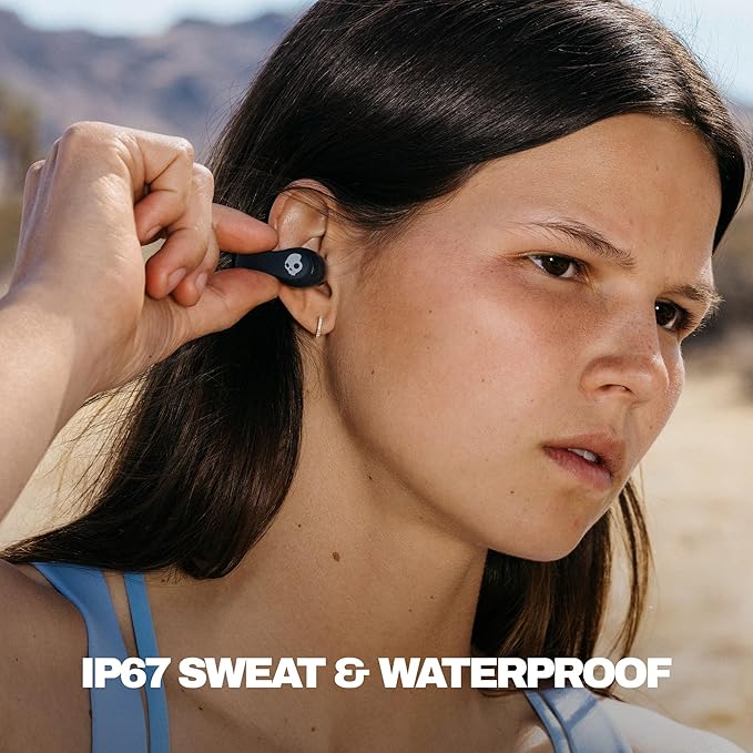 Skullcandy Push 720 Open Wireless Open Ear Bluetooth Earbuds Headphones Waterproof Clip-On Lightweight Design 30 Hours Battery Wireless Charging Pouch Microphone for iPhone Android - True Black