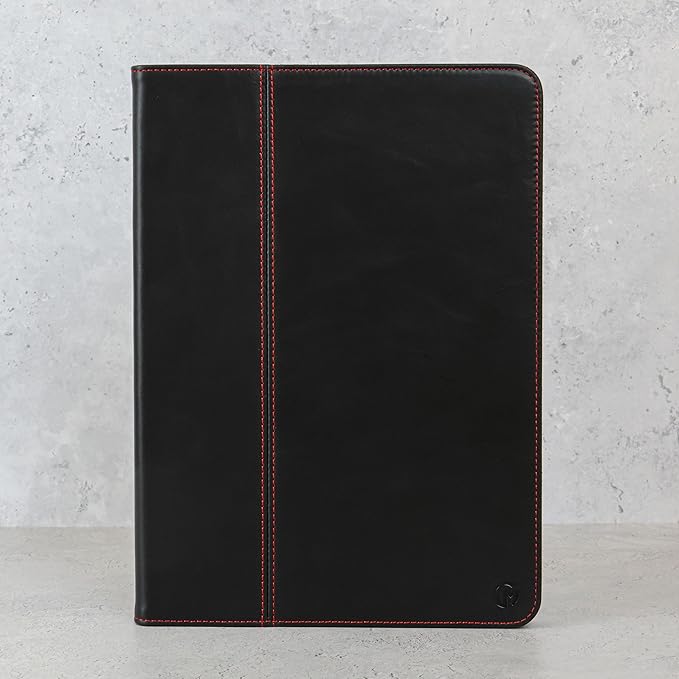 Casemade Real Leather Case Compatible with iPad 10.2” 7th/8th/9th Gen (2019/2020/2021) - Full-Grain Leather Cover Auto Sleep/Wake Dual Stand Position (Black)