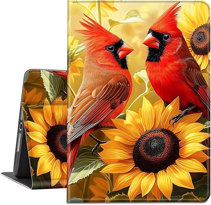 Case for Amazon Kindle Fire HD 10 and Fire HD 10 Plus 10.1 Tablet Case (13th/11th Generation 2023/2021 Release) Slim Fit PU Leather Cover with Auto Sleep/Wake - Cute Red Bird