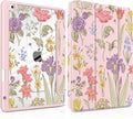 DONGKE for iPad 9th/8th/7th Generation Case 10.2 Inch (2021/2020/2019) [Auto Sleep/Wake &amp Pencil Holder] Clear Acrylic Back Trifold Stand Cover Pink Botanical Floral