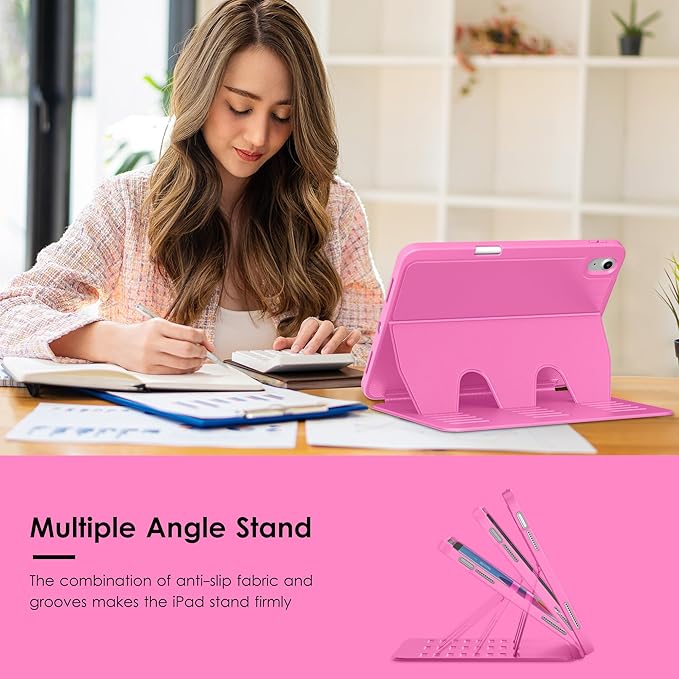 VIKESI Case for iPad (A16) 11-inch 2025 and iPad 10th/11th Generation 10.9 Inch 2022Multiple Angles Magnetic Stand CoverShockproof BackPencil Holderand Auto Sleep/WakeRose