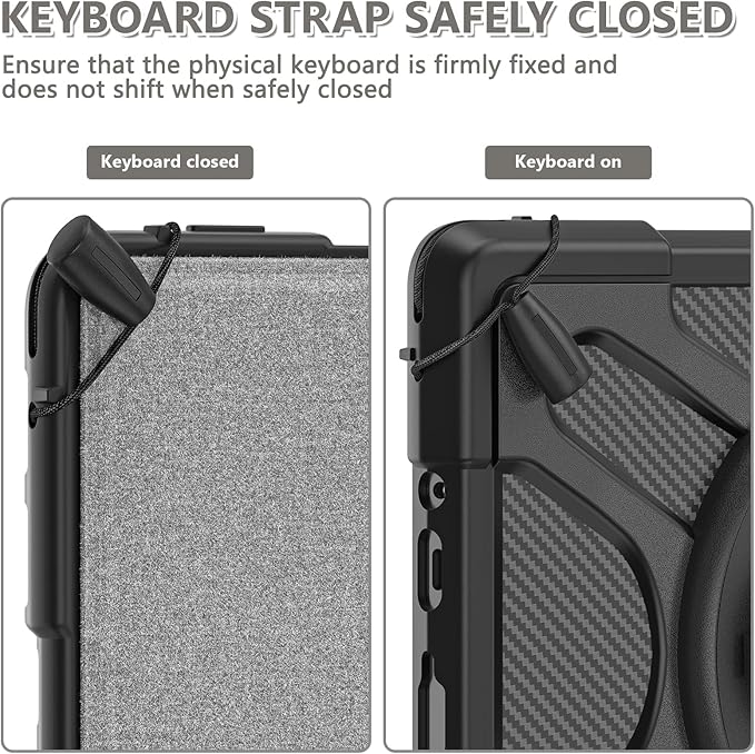 Junfire Shockproof Case for Microsoft Surface Go4/ Surface Go3/ Surface Go2 Protective 10.5 Inch Case with Hand Strap/360°Rotating Kickstand/Stylus Holder Compatible with Type Cover Keyboard-Black