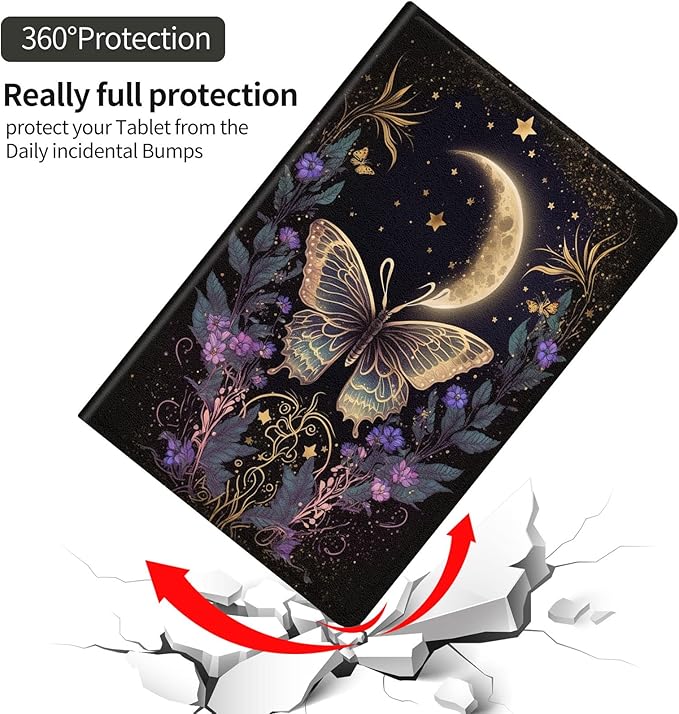Tablet Case for Samsung Galaxy Tab A8 10.5 inch Case 2022PU Leather Folio Stand Cover with Smart Auto Wake/Sleep for Galaxy Tab A8 10.5 inch 2022 Model [SM-X200/X205/X207]Flower Butterfly Moon