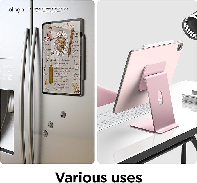 elago Case for iPad Air 13(M4 M3 M2) / Pro 12.9(3rd 4th 5th 6th) -iPad Case with Magnetic Attachment to Metal MaterialsCompatible with Apple iPad Pencil and elago’s Pencil case (Sand Pink)