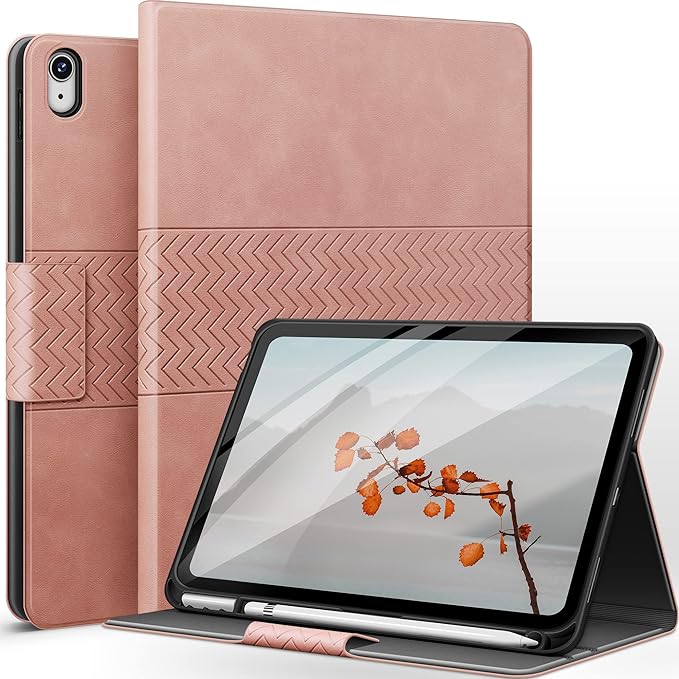 auaua Case for iPad (A16) 11th Generation 11 Inch 2025 iPad 10th Generation 10.9 Inch 2022 with Pencil Holder Auto Sleep/Wake Adjustable Stand PU Leather