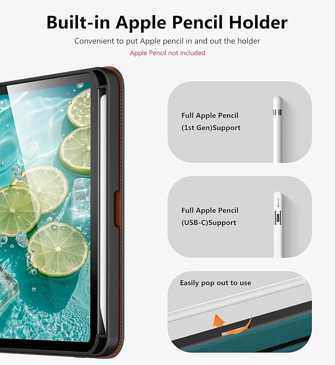 DTTO for iPad mini 7 (A17 Pro) Case iPad mini 7th / 6th Generation Case (2024/2021) 360 Degree Rotating Premium Leather Folio Stand Cover with Pencil Holder Green