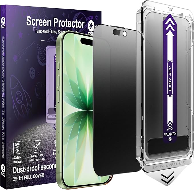 2-Pack Matte Privacy Screen Protector for iPhone 17 &amp 16 ProAnti-Glare &amp Anti-SpyAnti-FingerprintSmooth as SilkEasy Installation Military-Grade 9H Hardness