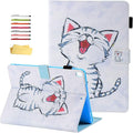 Kindle Fire HD 10 Tablet Case 9th and 7th Generation with Pencil Cards Holder UUcovers Smart Folio Stand Synthetic Leather Cover [Auto Wake/Sleep] for Amazon Fire HD 10.1 Inch 2019/2017 Cute Cat