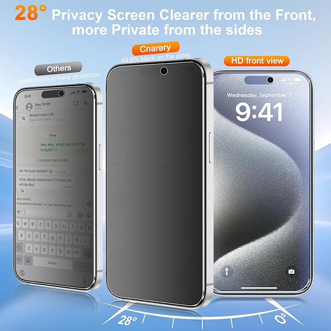 2 Pack matte privacy Screen Protector for iPhone 15 pro max