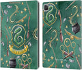 Head Case Designs Officially Licensed Harry Potter Slytherin Pattern Deathly Hallows XIII Leather Wallet Case Compatible with Apple iPad Pro 13 M4 2024