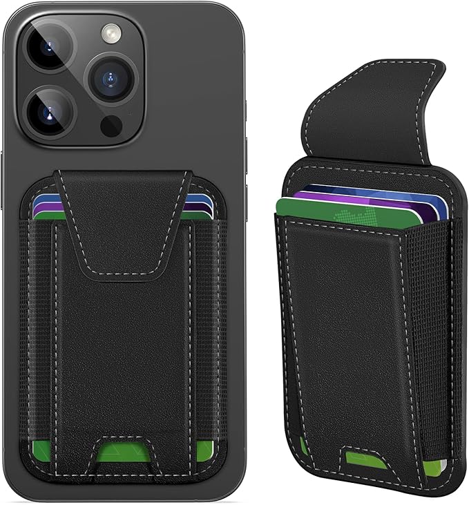 Miroddi for MagSafe Wallet with Privacy Flap Strongest Magnetic Card Holder for iPhone 17 iPhone 16/15/14/13/12 Series Detachable Magnetic Phone Wallet RFID Blocking Fit 7 Cards Black &amp Blac