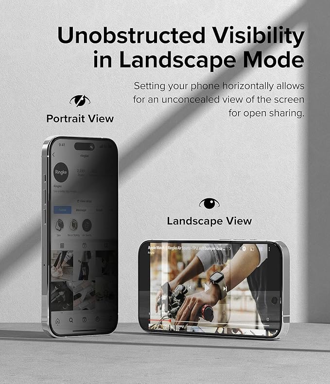 Ringke Privacy Glass [Feel Better in Public] Compatible with iPhone 15 Pro Screen Protector Easy to Install Case Friendly Tempered Glass Anti-spy Privacy Screen Protector with Installation Tool