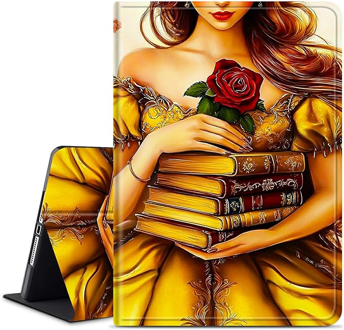 for iPad (A16) 11th Generation 11 Inch 2025/iPad 10th Generation 10.9 Inch 2022 Tablet Case Slim Kickstand Stand Leather Smart Cover with Auto Wake/Sleep Yellow Book Rose