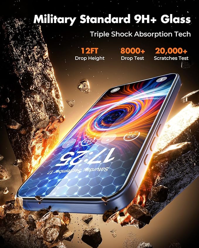 UNBREAKcable 2 Pack for iPhone 15 Pro Max Screen Protector AR Anti Reflection 9H+ Tempered Glass Anti-Glare Enhanced Clarity Anti-Blue Light Polishing Cloth Included