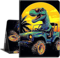 Case for Kindle Paperwhite 12th Generation 7 &amp Kindle ColorSoft Signature Edition PU Leather Protective Cover with Auto Sleep/Wake for Kindle Paperwhite 2024 – Dinosaur Driving A Car