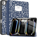 Soke Case for New iPad Pro 13 Inch (M5/M4 2025/2024 Release) with Pencil Holder Trifold Stand Shockproof [Support Apple Pencil Charging + Auto Wake/Sleep] Soft TPU Back Cover Book Navy