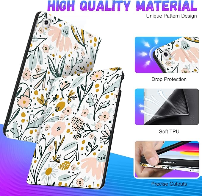for ipad 9/8/7th-White Flower