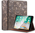 Gexmil Case for iPad 9.7 Inch6th/5th Generation(2018/2017)-iPad Air 2/1 Gen. Genuine Leather Cover Anti Fingerprint/SlipCowhide Folio Cover Auto Sleep/Wake with Adjustable StandButterfly Pattern