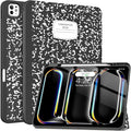 Soke Case for New iPad Pro 13 Inch (M5/M4 2025/2024 Release) with Pencil Holder Trifold Stand Shockproof [Support Apple Pencil Charging + Auto Wake/Sleep] Soft TPU Back Cover Book Black