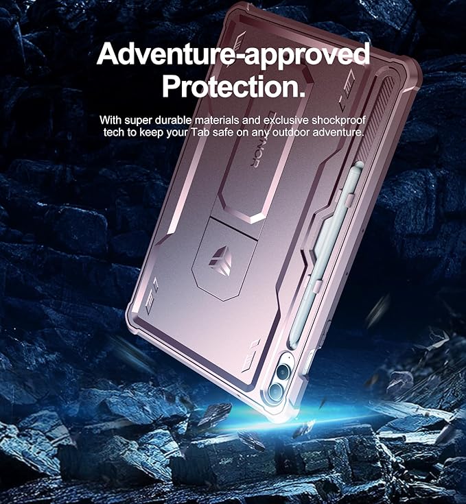 Dexnor Case for Samsung Galaxy Tab S9 FE Plus 12.4 Inch 2023 [Built in Screen Protector &amp Kickstand] with Pen Holder Heavy Duty Shockproof Full Body Protective Cover for Galaxy Tab S9 FE+Pink