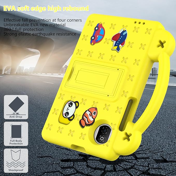 Compatible with Honor Pad X7 8.7 inch 2025 Tablet Case Kids Friendly Universal Lightweight Shockproof Protective Case with Shoulder Strap &amp Stand Handle Yellow