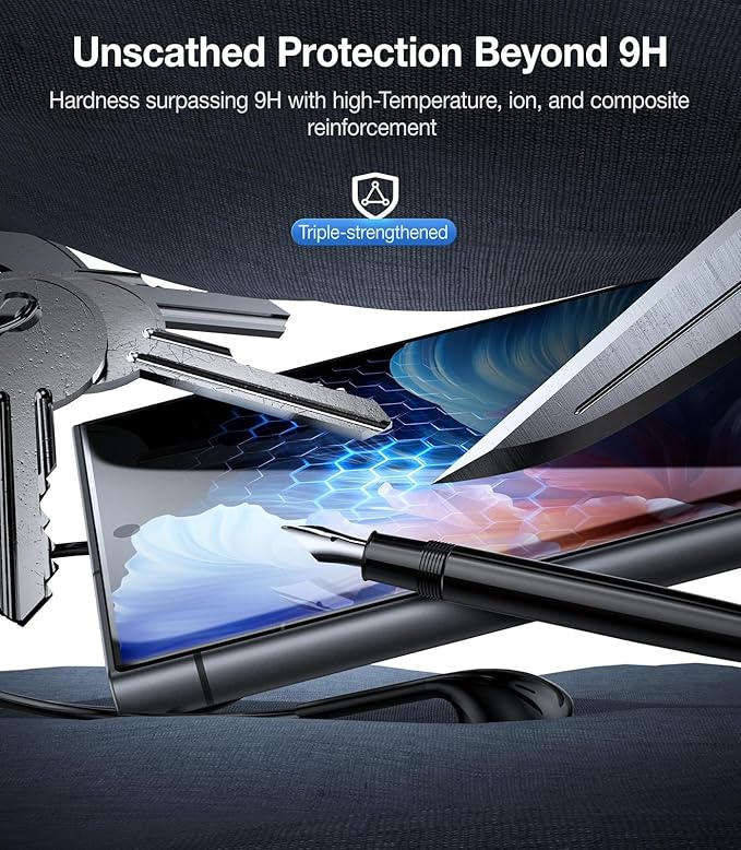 UltraGlass Unbreak Top 9H+ Glass for Samsung Galaxy S24 Ultra Screen Protector [Military Grade Shatterproof &amp Longest Durable] Screen Protector S24 Ultra Tempered Glass Auto Installation 2 Pack