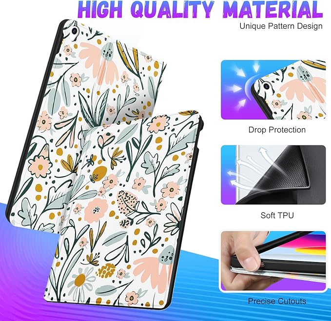 for iPad Air 3rd Generation Case for Apple iPad Pro 10.5 Inch Case Cute Kids Women Girls Girly Kawaii Folio Flowers Floral Pretty Unique Design Cover for iPad Air 3 Gen 2019 Pro 10.5 Cases