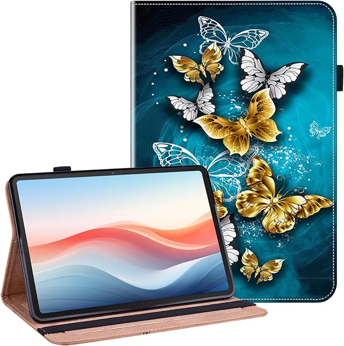 Case for Amazon Fire HD 10 and 10 Plus Tablet (13th/11th Generation 2023/2021 Release) with Multi-Angle Stand and Pen Holder Green Butterfly