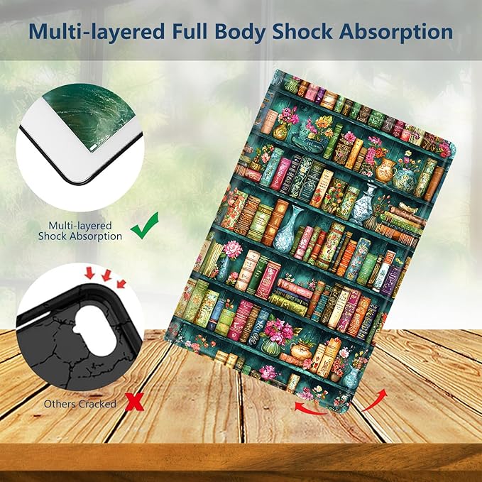 Slim Case for Samsung Galaxy Tab A9+ / A9 Plus 11 2023 (SM-X210/X216/X218) Lightweight PU Leather Multi-Angle Viewing Smart Stand Shell Cover with Auto Wake/Sleep Art Bookshelf