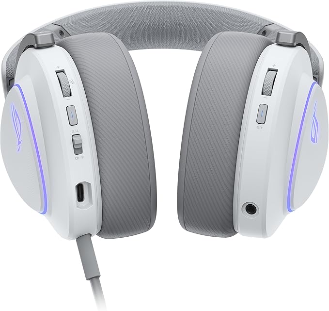 ASUS ROG Delta II Wireless Gaming Headset with Detachable Mic – Tri-Mode (BT 2.4GHz 3.5mm) 50mm Titanium-Plated Drivers 110Hr Battery Lightweight for PC PS5 PS4 Xbox Switch Mobile - White
