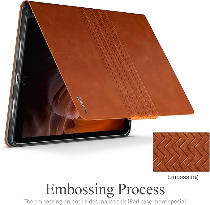 auaua Case for iPad Air 3rd Generation 2019 / iPad Pro 10.5 2017 with Built-in Pencil Holder Auto Sleep/Wake Adjustable Angle Vegan Leather (Brown)