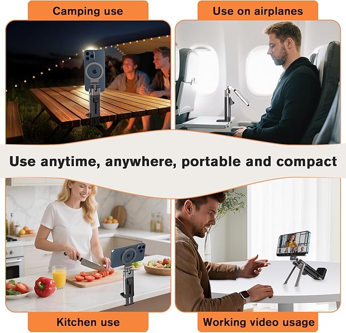 Airplane Phone Holder Mount360° Adjustable Hands-Free MountHandsfree Airport Mount Long Flight Must Haves for Woman Man Fits iPhone 17 16 15 14 Pro Max Series