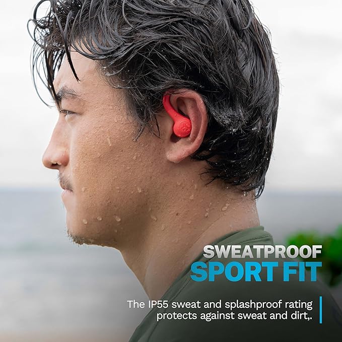 JLab Go Sport+ Wireless Workout Earbuds Featuring C3 Clear Calling Secure Earhook Sport Design 35+ Hour Bluetooth Playtime 3 EQ Sound Settings and IP55 Sweat Resistance (Coral)