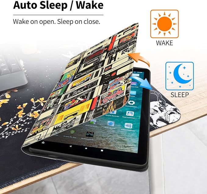 Case for iPad Pro 13 Inch Case M4 (2024 Model 7th Generation)PU Leather Folio Cover with Auto Sleep WakeMulti-Angle ViewinRetro Cassette Tape