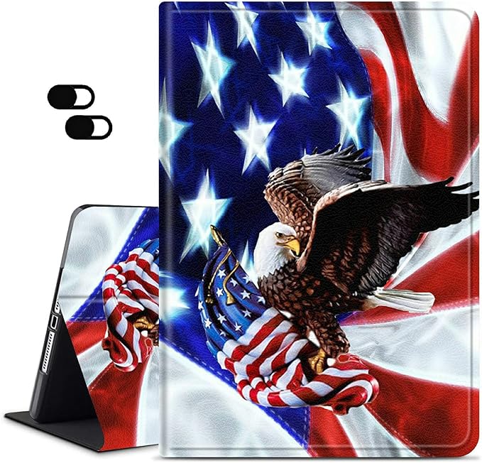Case for Amazon Kindle Fire Max 11 Tablet (13th Gen 2023 Release) Slim Adjustable Stand Back Shell Protection Smart Cover for Fire Max 11 2023 11 Inch Eagle on American Flag