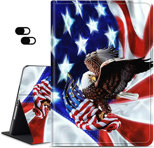 Case for Amazon Kindle Fire Max 11 Tablet (13th Gen 2023 Release) Slim Adjustable Stand Back Shell Protection Smart Cover for Fire Max 11 2023 11 Inch Eagle on American Flag