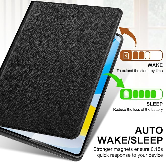 Genuine Leather Case for iPad 11th Gen 11 (2025/A16) &amp 10th Gen 10.9 (2022) | Slim Protective Cover with Adjustable Stand Auto Wake/Sleep Premium Leather | Black
