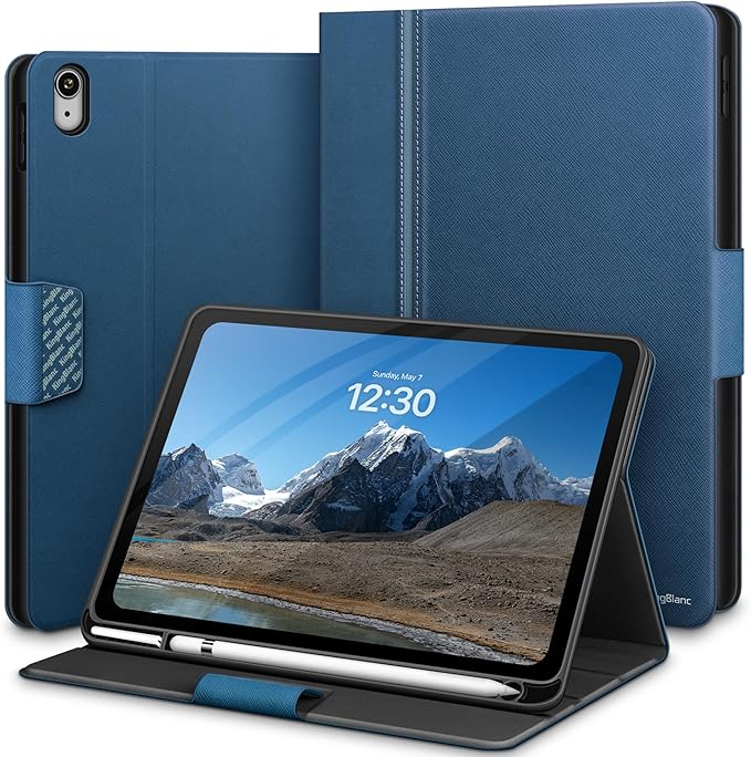 KingBlanc Case for iPad (A16) 11th Generation 11 Inch 2025 iPad 10th Gen 10.9 Inch 2022 with Pencil Holder PU Leather Protective Cover Auto Sleep/Wake Viewing/Typing Angle Magnetic Clasp Blue