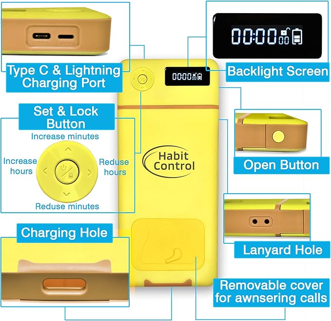 Lockbox for Phone - Timed Lock Box for Cellphone for Self-Discipline Portable Smartphone Time Lock Box Jail Phone Box for Family Time Locking Container to Reduce Screen Time (Yellow)