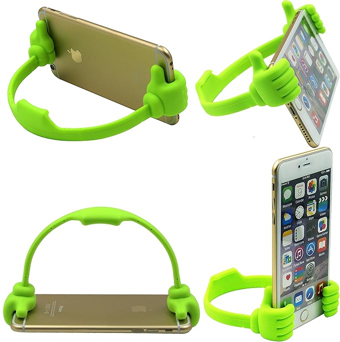 Honsky Cell Phone Tablet Stands (Pack of 5) Thumbs-up Cellphone Holder Tablet Display Stand Mobile Smartphone Mount Cradle for Desk Desktop - Universal Multi-Angle Cute Green