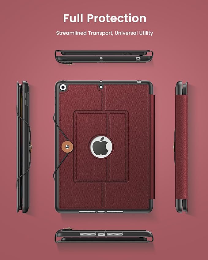 INFILAND Keyboard Case for iPad 9th/8th/7th Generation 10.2 Inch 7-Color Backlight &amp High Precision Trackpad Slim Detachable Folder Style Keyboard Case with Pencil Holder (02-Burgundy)