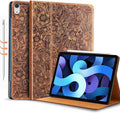 Gexmil Leather Case for iPad Air 11 Inch M4/M3/M2 (2026/2025/2024)iPad Air 10.9 Inch 5th/4th Generation 2022/2020 Top Grain Leather Cover Auto Sleep/Wake Adjustable StandPattern-Brown