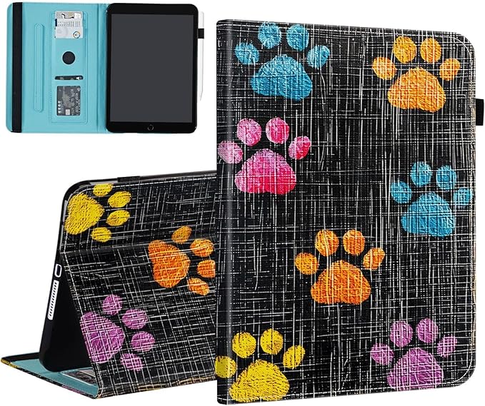 Case for iPad (A16) 11th Generation 11 Inch 2025 iPad 10th Generation 10.9 inch 2022Card Slot PU Leather TPU Case Pen Holder Auto Wake SleepColorful Paw