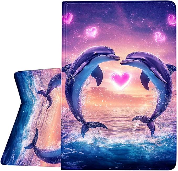 Case for Samsung Galaxy Tab A11 / Tab A9 8.7-Inch 2025/2023Slim Protective LeatherAuto Wake/SleepAdjustable Viewing Angle Stand.Dolphin Bubbles