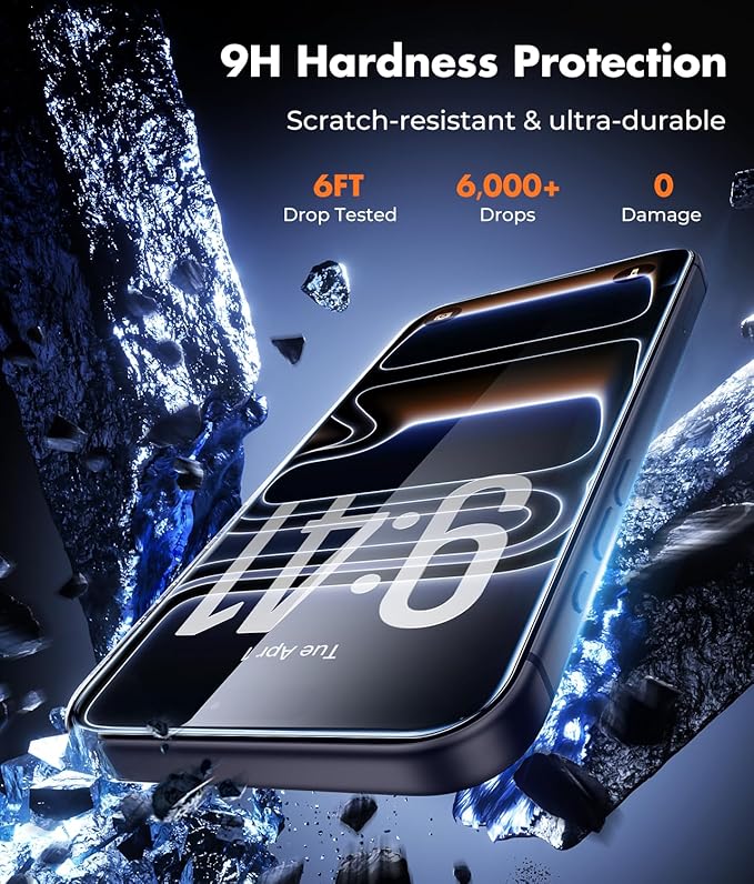 UNBREAKcable iPhone 17 Pro Max Screen Protector 3-Pack with Camera Protection | 9H Hardness | HD Clarity | Anti-Fingerprint | Case Friendly | 6.9 Inch | 3 Tempered Glass + 3 Camera Lens Protectors