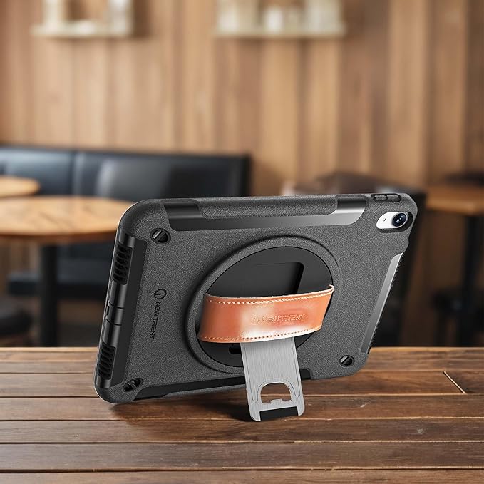 10 Pcs Pack Original Rugged Case for iPad 11 (A16) 11-inch (2025) &amp iPad 10th Gen 10.9-inch (2022) | 360° Rotating Kickstand Genuine Leather Hand Strap Built-in Screen Protector (Black)