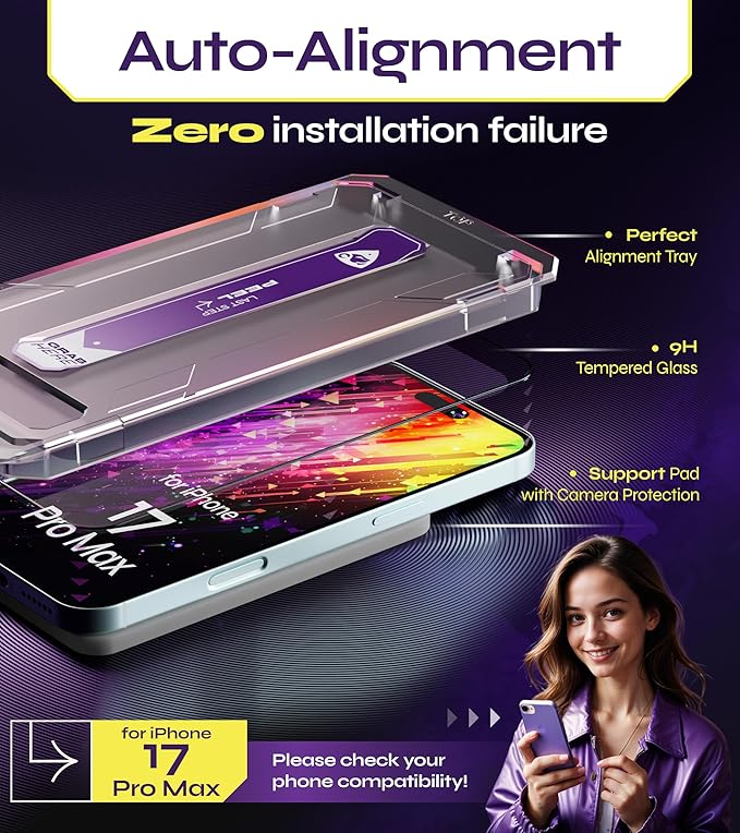 Defenslim for iPhone 17 Pro Max Screen Protector (2Pack) 6.9 Tempered Glass 9H Hardness Ultra HD Clear Case Friendly Easy Auto-Dust &amp Align Install Kit WonderShield